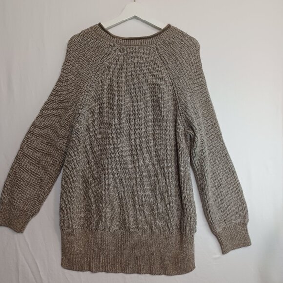 Ellen Tracy Sweater Chunky Knit Pullover Cotton Blend Oatmeal Marl Womens XL - Picture 7 of 10